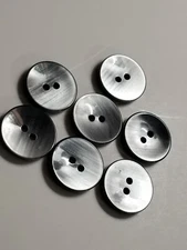 7 Smoke Gray 2-Hole Sew-Through Plastic Buttons 13/16 Pearl Finish Shirt Sewing