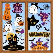 Halloween Window Stickers, 10 Sheets Self Adhesive Ghost large, Multicolor
