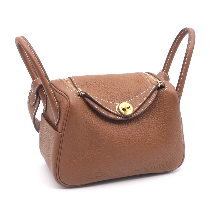 Hermes Lindy Mini Handbag Shoulder Bag Gold-tone Taurillon Clemence Leather 99