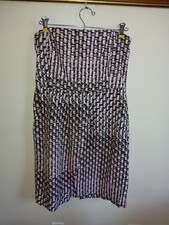 Banana Republic Women's 8 Strapless Silk Dress Pink Black Brown Tulip Hem