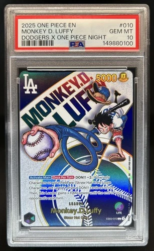 2025 One Piece EN Monkey D. Luffy Dodgers X One Piece Night #EB02-010 PSA 10