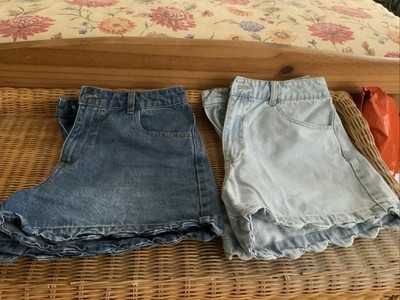 V by Very Light Wash & Dark Wash Shorts mit gewelltem Rand Größe 10 sehr guter Zustand
