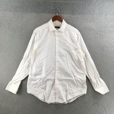 Calvin Klein Slim Fit Dress Shirt Mens 17 White Long Sleeve Collared Casual