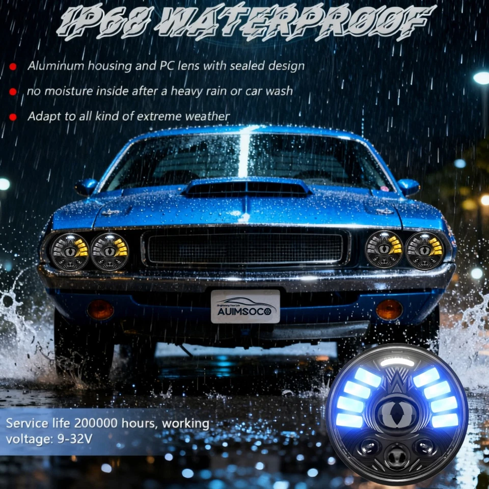 Faro LED de 5,75" pulgadas con haz alto/bajo DRL 48000LM para BMW 635CSi 1985-1989 Foto 3 de 4