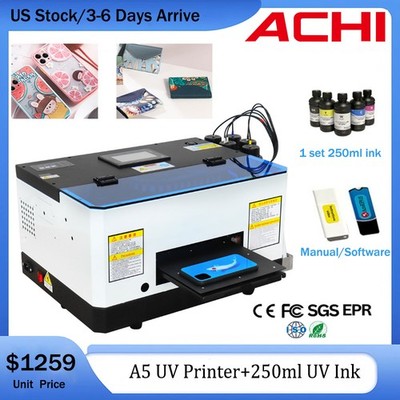 Achi A5 UV Printer Epson L800 PrintHead UV Flatbed Printer For Phone Case UV Ink