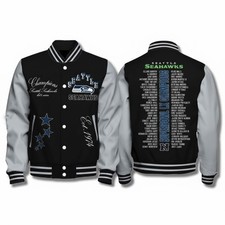 Super Bowl Champions 2026 Seahawks Vintage All Over Print Baseball Jacke