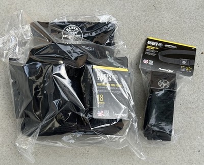 Klein Tools 5719 PowerLine 18-Pocket Black Nylon Electrician's Tool Pouch + Belt
