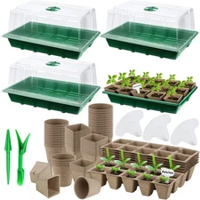 4 Pack Seed Starter Tray Set Plants Growing Trays Peat Pots for Seedlings with S