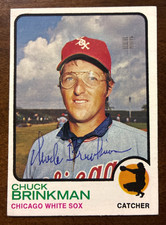 1973 Topps CHUCK BRINKMAN Autographed Baseball Card #404 WHITE SOX