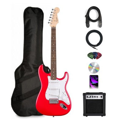 Electric Guitar Fender Squier Stratocaster Torino Red Bundle Amplifier Strap