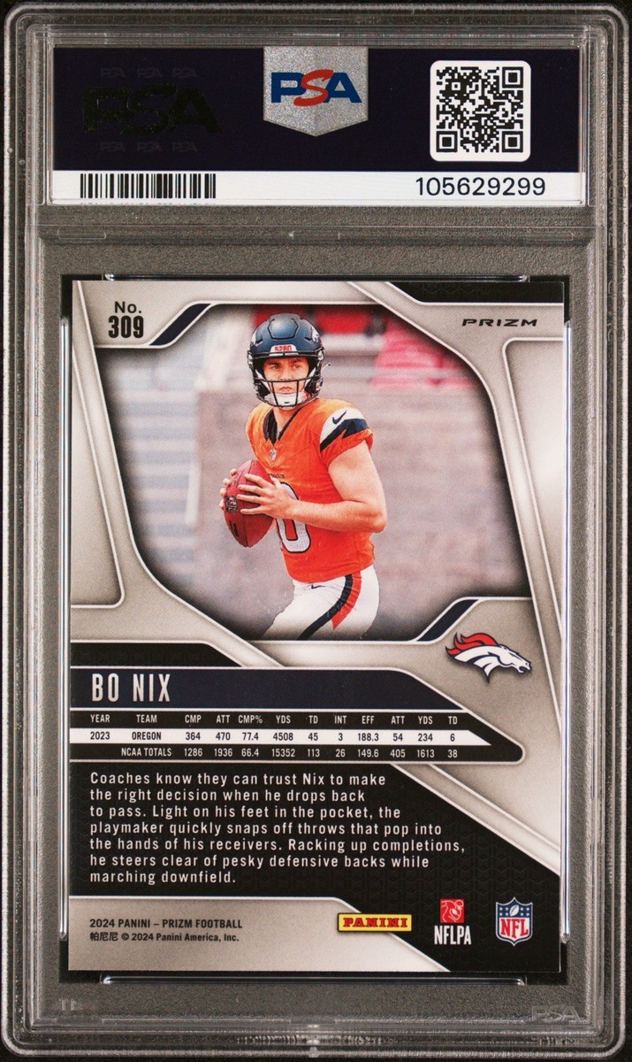 2024 Bo Nix Prizm RC Rookie #309 Red White Blue - PSA 10 Gem Mint