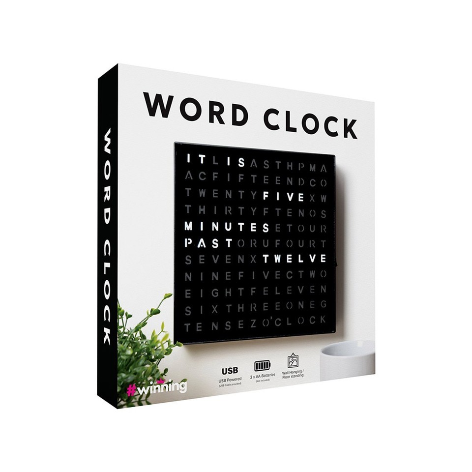Winning Digital Word Clock Unique LED Time Display, USB-C & Battery ...
