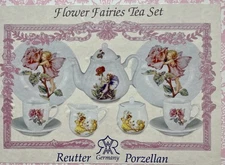 Reutter Porzellan Germany FLOWER FAIRIES Child's Tea Set for Two Boxed Porcelain
