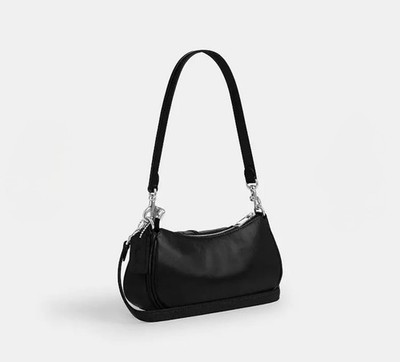 COACH ASHTON MINI SHOULDER BAG | BLACK GLAZED LEATHER | SILVER