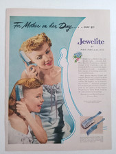 1949 Pro-Phy-Lac-Tic Brush Co Print Ad Jewelite Hairbrush Comb Mother's Day Girl
