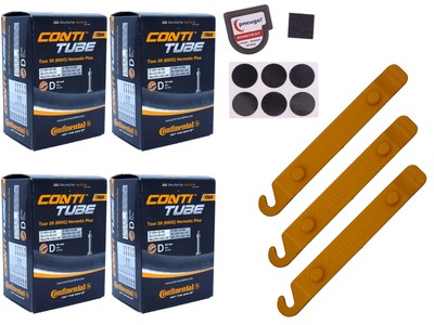 4x Fahrradschlauch Continental 26 Zoll Blitzventil 37-559/50-559 +Reifenheber
