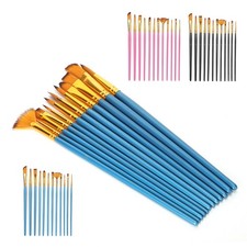 12Pcs Paint Brush Set Nylon Hair Brushes for Oil/Acrylic/Watercolor/Gouache