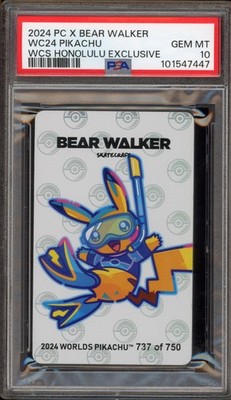 bear walker pokemon card Pokemon X Bearwalker Pikachu WC24 Honolulu Exclusive Serialized 737/750 PSA  10