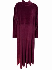Coldwater Creek Velvet Maxi Dress XL Wine Burgundy Moody Boho Glam Edwardian