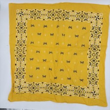Vintage Fast Color Cotton RN 14193 Yellow Bandana Made In The USA