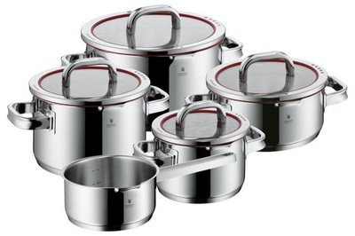 WMF Function 4 Kochtopfset, 5-teilig, Cromargan Edelstahl poliert, induktionsgee