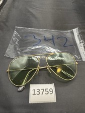 Vintage B L Ray Ban Bausch  Lomb Gold 58mm Aviator Frame 58-14. Rare Green