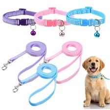 3pcs Puppy Collar and Leash Set with Bell, Adjustable Collar and Leash for Sm...