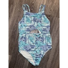 BODY GLOVE GIRLS Paisley 1 pc Blue SWIM SUIT BATHING SUIT SZ 8 UPF50 Vacation
