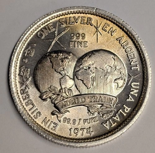 Vintage 1 oz .999 Fine Silver ~ 1974 Universal Trade Unit ~ One Silver