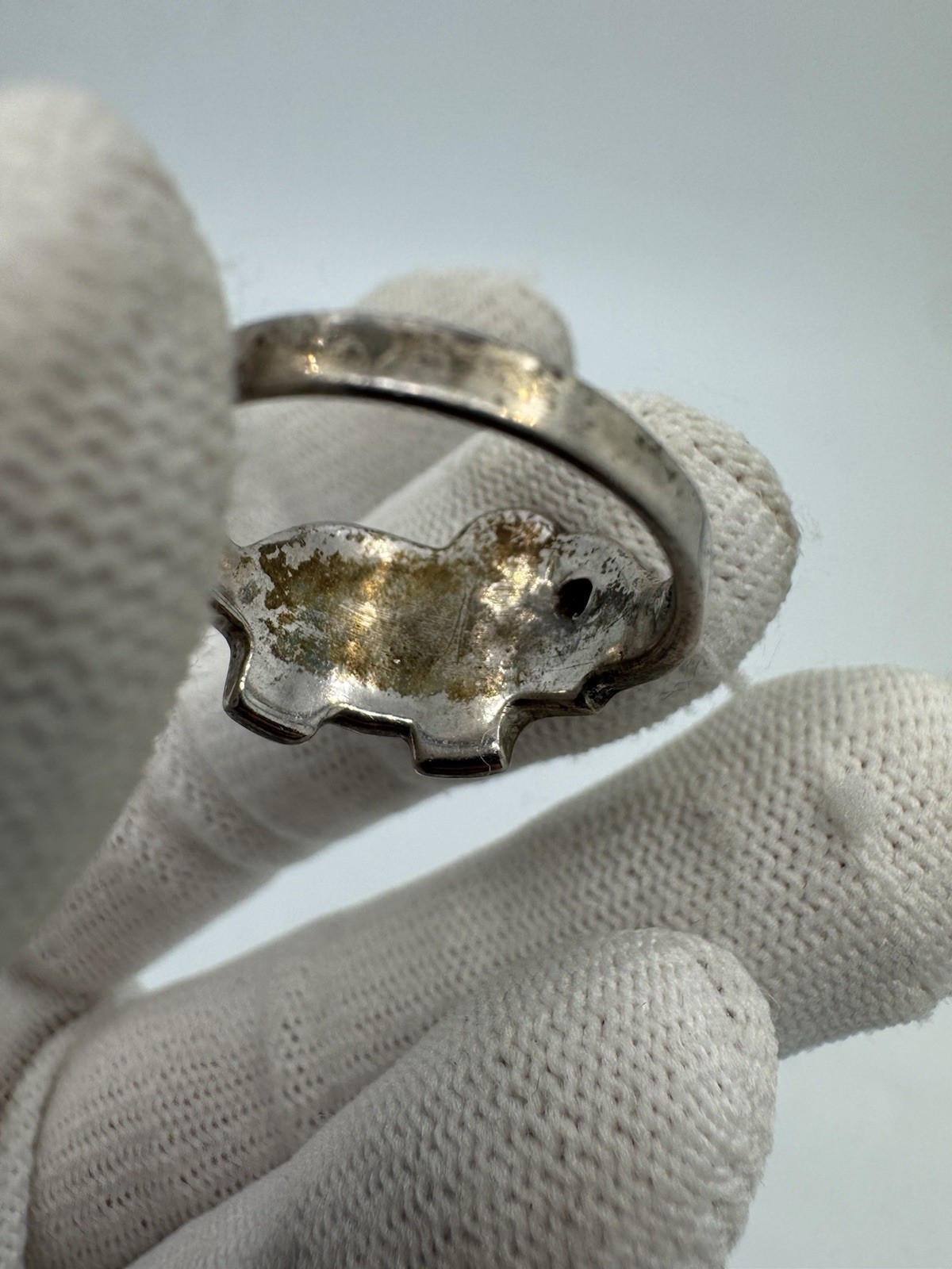 Antique Adorable Ruby Elephant Ring Sterling Silv… - image 9