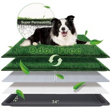HQ4US 4LEGS Dog Grass Pad with Tray Large 34 23 , Dog Litter Box with Odor...