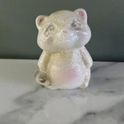 Fenton Opal Satin Glistening Woods Hand Painted Raccoon by C. Mackey, 2008