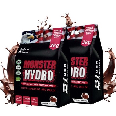 2-Monster Hydro Whey 3KG Hydrolyzed Whey Protein Muscle Build - Black Hammer USA