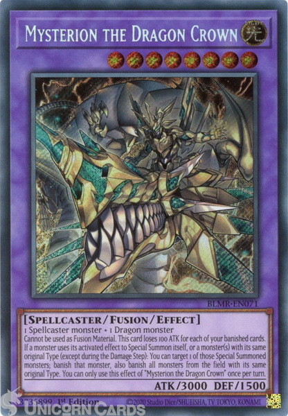 BLMR-EN071 Mysterion the Dragon Crown :: Secret Rare 1st Edition Mint YuGiOh Car