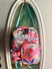 Matilda Jane Pink Floral Backpack, Zip, Adjustable Straps, Bottle Pocket Cooler