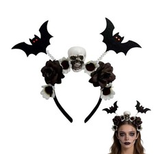 Halloween Headband, Black Skeleton Bat Hair Accessories Headbands Costume, Go...