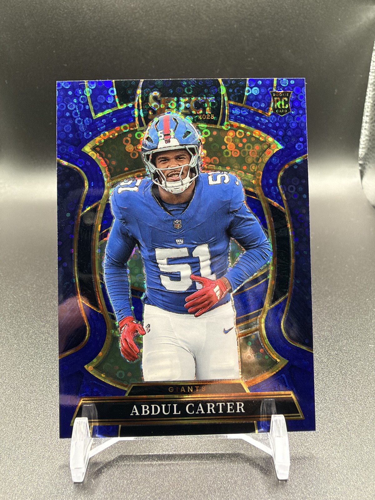 2025 Panini Select - Concourse Abdul Carter #95 Blue Disco Prizm /25 (RC) Giants