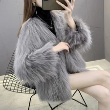 Winter New Korean Women's Coat Raccoon Fur Thicken Woven Long Sleeve Party Coat