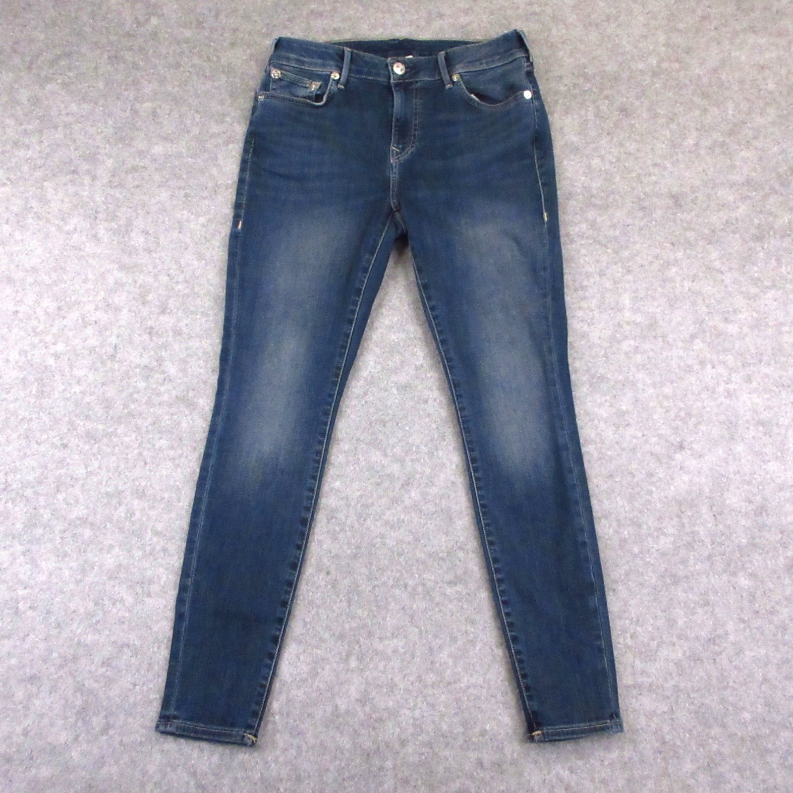 True Religion Jennie Curvy Jeans Women 32 Blue Skinny Mid Rise Stretch Denim EUC