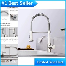 Spring Pull Down Kitchen Faucet Hot Cold Water Tap Stainless Steel Stream Spray