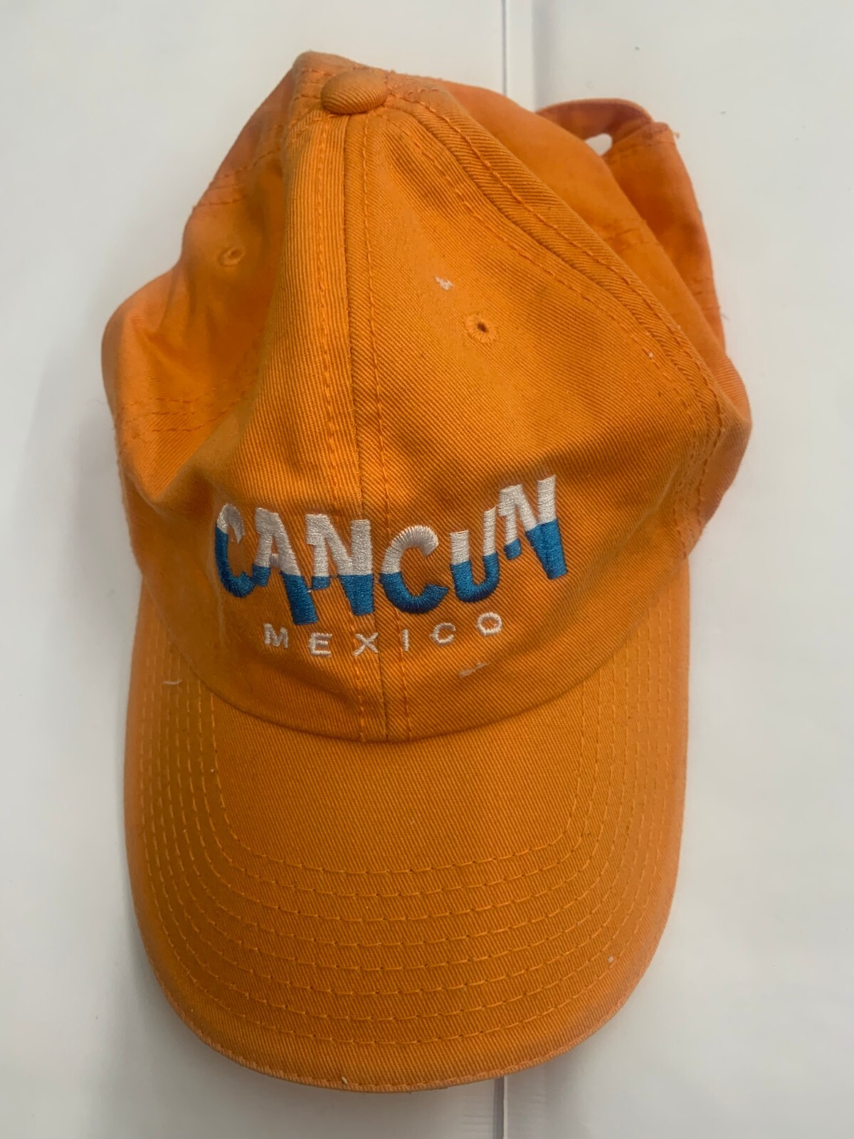 Cancun Mexico Hat Cap Adjustable Orange Blue Pre Owne… Gem