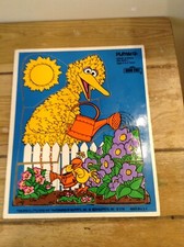 Vintage Playskool Wood Puzzle Big Bird Little Bird 315-20 GC
