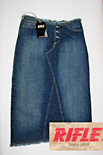 GONNA JEANS RIFLE blu STONE WASHED - lunghezza media con 5 tasche e bottoni  | eBay