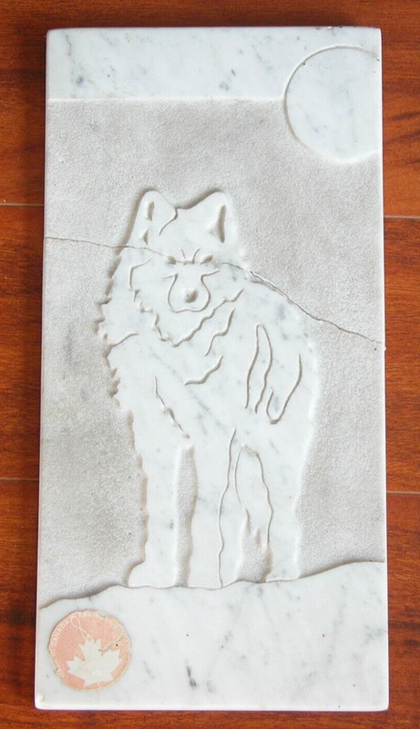 VTg ESKIMO DOG Wall Plaque Plaque Graham The Marble Works Canada DAMAGED