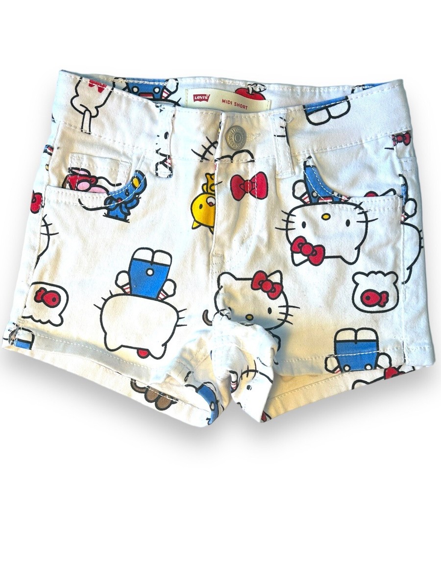 Levi's SANRIO Hello Kitty Denim Shorts sz 3T Adjustable FLAWLESS