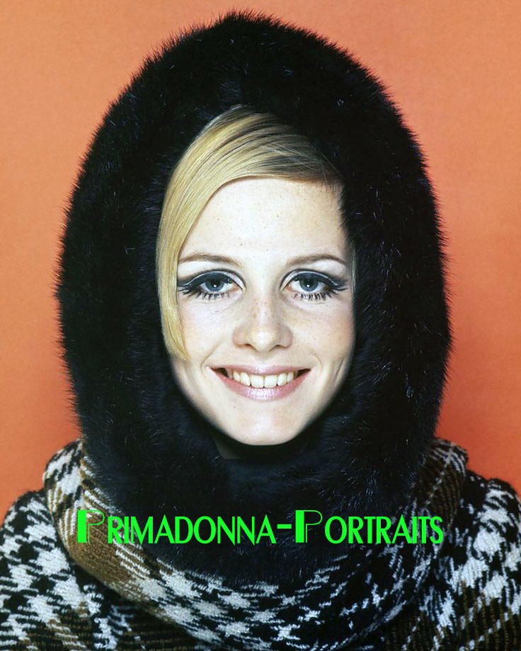 TWIGGY 8X10 Lab Photo '60s Sexy Iconic MOD Model COLOR Fur Lined