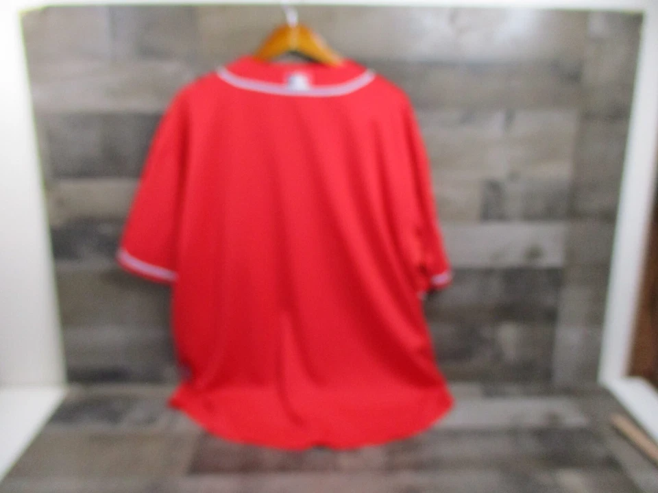 Camiseta deportiva de los Atlanta Braves para hombre 52 roja parche 715 de Hank Aaron majestuosa MLB cosida Foto 3 de 4