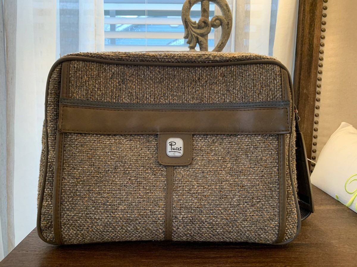 Vintage EMILIO PUCCI By Airways Carry On Brown Bag Luggage Zipper