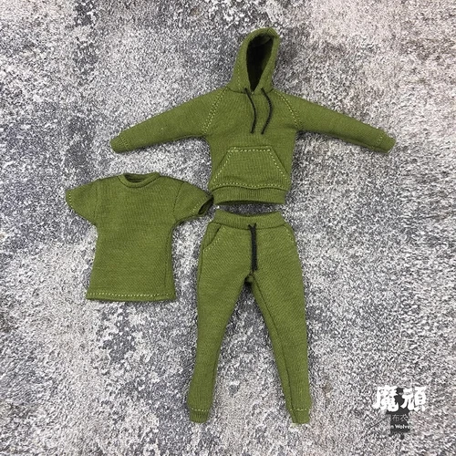 Maßstab 1/12 Hoodie Oberteil Hose Jogginghose Kleidung Set Modell Passform 6" männliche Figur Körper - Bild 16 von 25