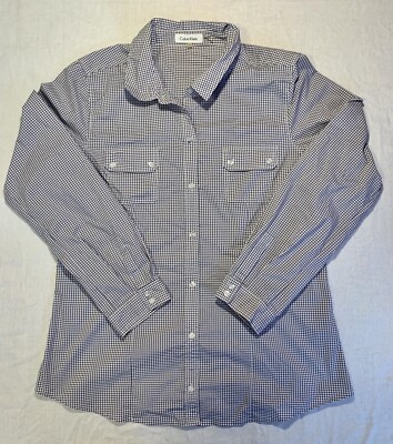 Nice! Calvin Klein men's casual button dress shirt Size L Large white/purple